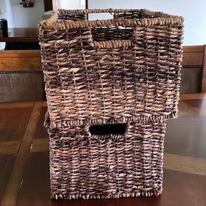 Two Woven Storage Baskets